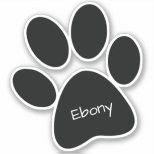 Schwarze Paw Print Custom Cut Vinyl Sticker