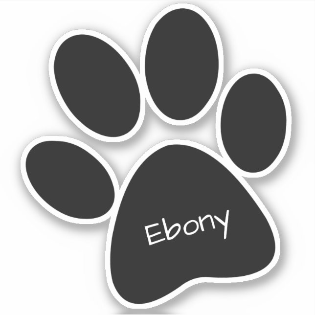 Schwarze Paw Print Custom Cut Vinyl Sticker (Vorderseite)