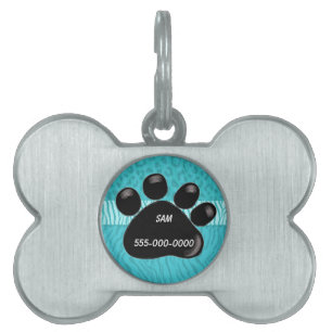 Schwarze Paw Print Pet Tag Tiermarke