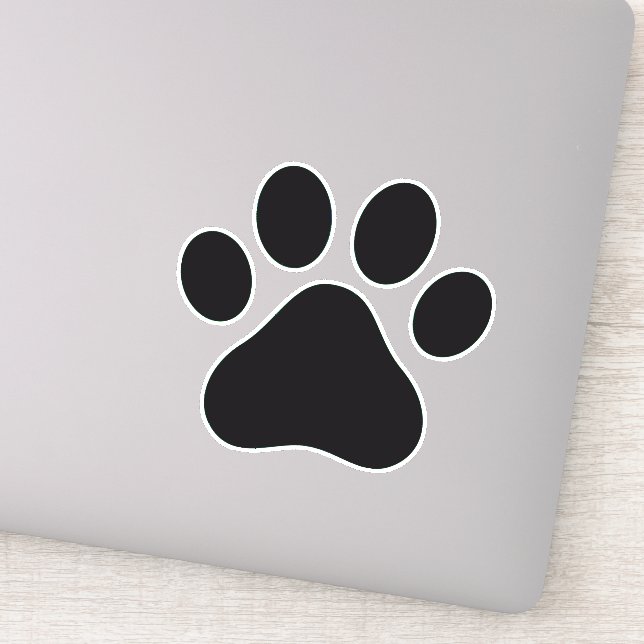 Schwarze Paw Print Vinyl Sticker (Detail)