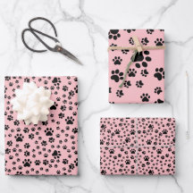 Schwarze Paw Prints auf Lemonade Pink