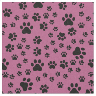 Schwarze Paw-Prints auf Rosa Stoff