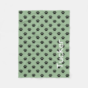 Schwarze Paw-Prints auf weich weich weich weich Pe Fleecedecke