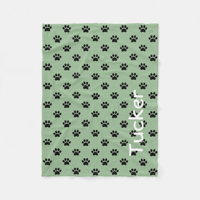 Schwarze Paw-Prints auf weich weich weich weich Pe Fleecedecke (Vorderseite)