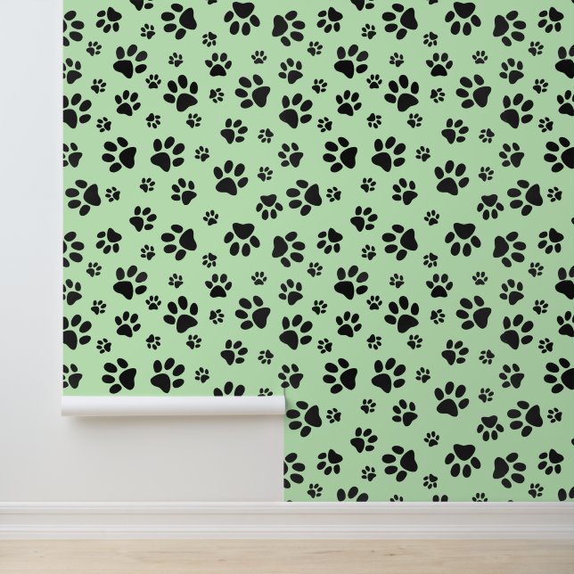 Schwarze Paw Prints Design Tapete (Anwendung)
