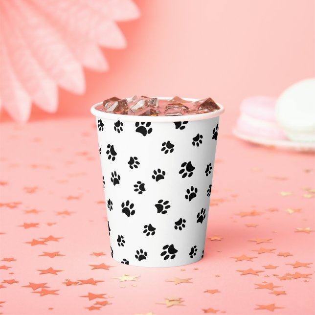 Schwarze Paw Prints Party Pappbecher (Insitu)
