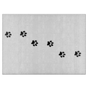 Schwarze Paw-Prints Temperierte Glasschneidplatte Schneidebrett