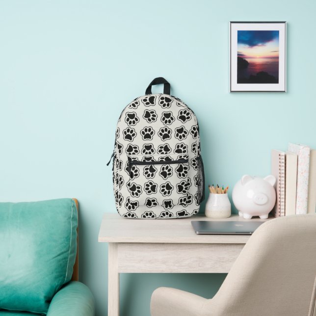 Schwarze Paws, Hundepfähle, Katzenpfähle, Kontur Bedruckter Rucksack (InSitu)