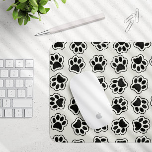 Schwarze Paws, Hundepfähle, Katzenpfähle, Kontur Mousepad