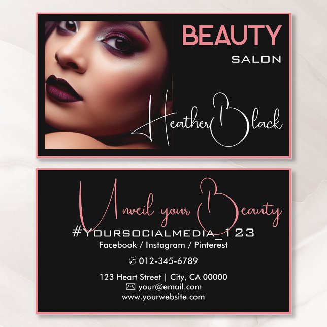 Schwarze Peach-Rand-Rahmen für Foto-Bildvorlage Visitenkarte (Von Creator hochgeladen)