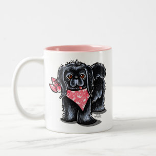 Schwarze Pekingese rosa Prinzessin Zweifarbige Tasse