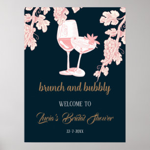 Schwarze Perle-Champagner-Retro-Braut-Party-Willko Poster
