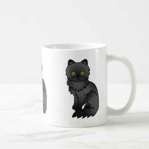 Schwarze Perserkatze Cartoon-Illustration Kaffeetasse