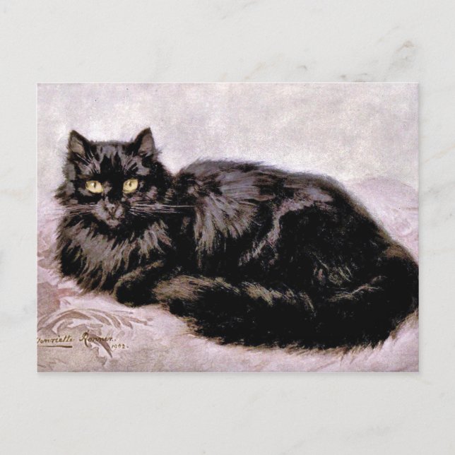Schwarze Perserkatze Postkarte (Vorderseite)