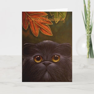 SCHWARZE PERSIAN CAT - ERNTEDANK-Karte Feiertagskarte