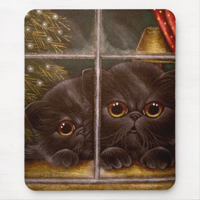 SCHWARZE PERSISCHE KÄTZCHEN-KATZEN - 1. MOUSEPAD (Vorne)