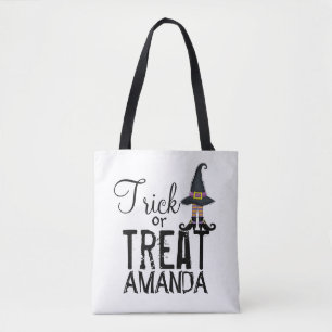 Schwarze Personalisierte Typografie-Whimsy-Hexe Tasche