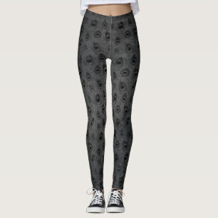Schwarze Pfauenaugen für Tiere auf Grau Leggings