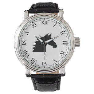 Schwarze Pferdekopf-Silhouette elegant Armbanduhr