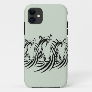 Schwarze Pferdeköpfe grün Case-Mate iPhone Hülle