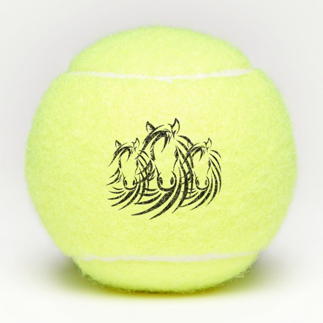 Schwarze Pferdeköpfe Tennisbälle (Vorderseite)