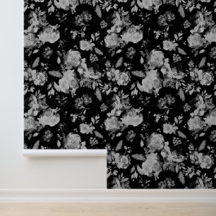 Schwarze Pfingstrose Floral Aquarell Botanik  Tapete