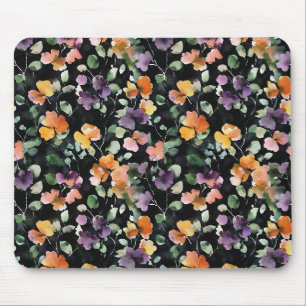 Schwarze Pfirsich Lila Grüne Floral Mousepad