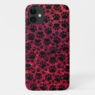 Schwarze Pfoten, roter Glitzer, Hundepaws, Tierpaa Case-Mate iPhone Hülle