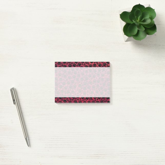 Schwarze Pfoten, roter Glitzer, Hundepaws, Tierpaa Post-it Klebezettel (Büro)