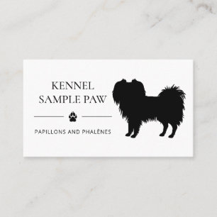 Schwarze Phalène-Hund-Silhouette Hundezucht oder - Visitenkarte