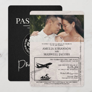 Schwarze philippinische Pass-Hochzeitseinladung Einladung