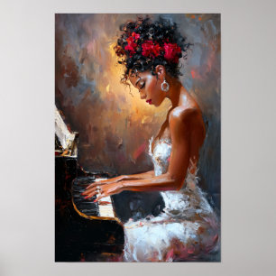 Schwarze Pianistin Wandkunst Moderne afrozentris Poster