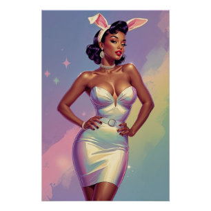 Schwarze Pin-Up-Osterhasenohren Poster