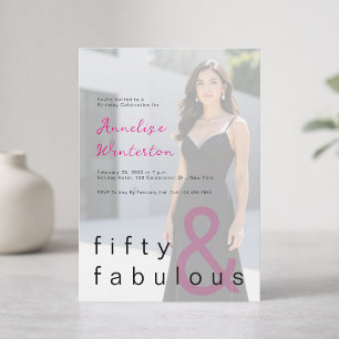 Schwarze Pink 50 und Fabelhafte 50. Geburtstagsfei Einladung