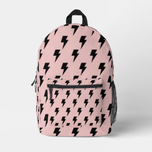 Schwarze Pink-Blitz-Y2K-Indie-Reisetasche Bedruckter Rucksack