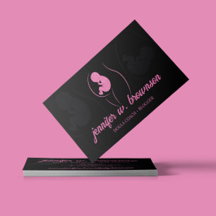 Schwarze Pink Doula Geburt Schwanger Gold Baby Neu Visitenkarte