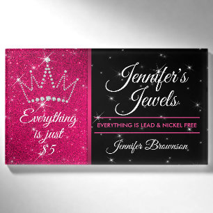 Schwarze Pink-Krone-Schmuck-Accessoire-Stern Namenschild