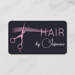 Schwarze Pink Moderne QR-Code-Frisur-Stylist Visitenkarte