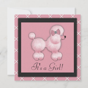 Schwarze Pink Pudel-Baby-Party-Einladungen Einladung