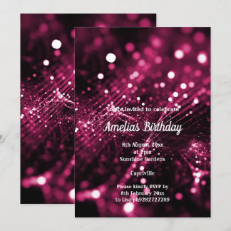 SCHWARZE PINK SATIN DIAMOND WATERFALL BIRTHDAY PAR EINLADUNG