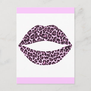 SCHWARZE PINKS WHITE KISS SMILES LEOPARD DRUCKDESI POSTKARTE