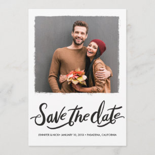 Schwarze Pinselstriche für die Hochzeit speichern Save The Date