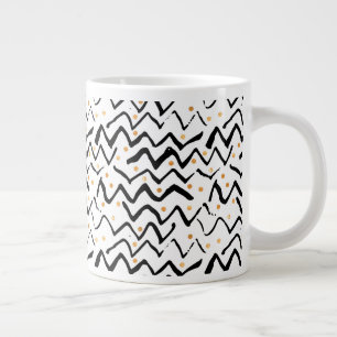 Schwarze Pinselstriche und Punktmuster Jumbo-Tasse