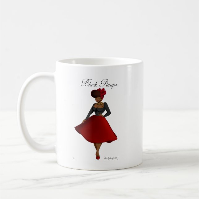 Schwarze Pinups-Tasse - Carmen Kaffeetasse (Links)