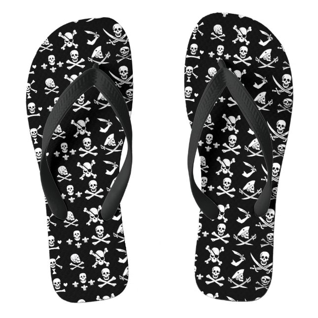 SCHWARZE PIRATBANNER, KREUZTE, SCHWERTER FLIP FLOPS (Fußbett)