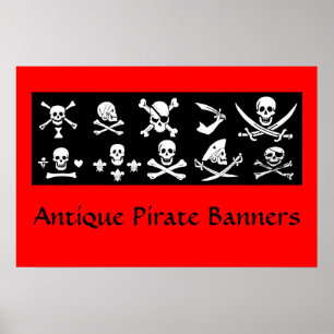 SCHWARZE PIRATBANNER, KREUZTE, SCHWERTER POSTER