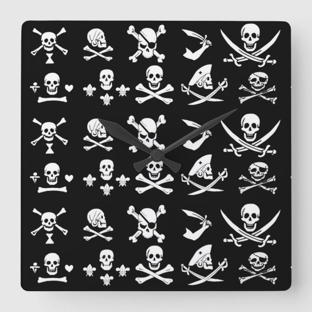 SCHWARZE PIRATBANNER, KREUZTE, SCHWERTER QUADRATISCHE WANDUHR (Vorderseite)