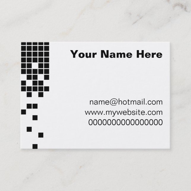 Schwarze Pixel Visitenkarte (Vorderseite)