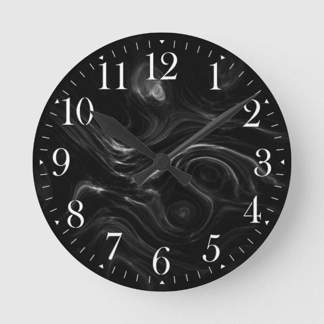 Schwarze Plasma Energie Abstrakte Kunstmauer Runde Wanduhr (Vorderseite)