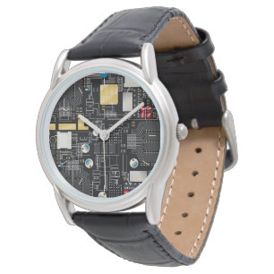 Schwarze Platine Armbanduhr
